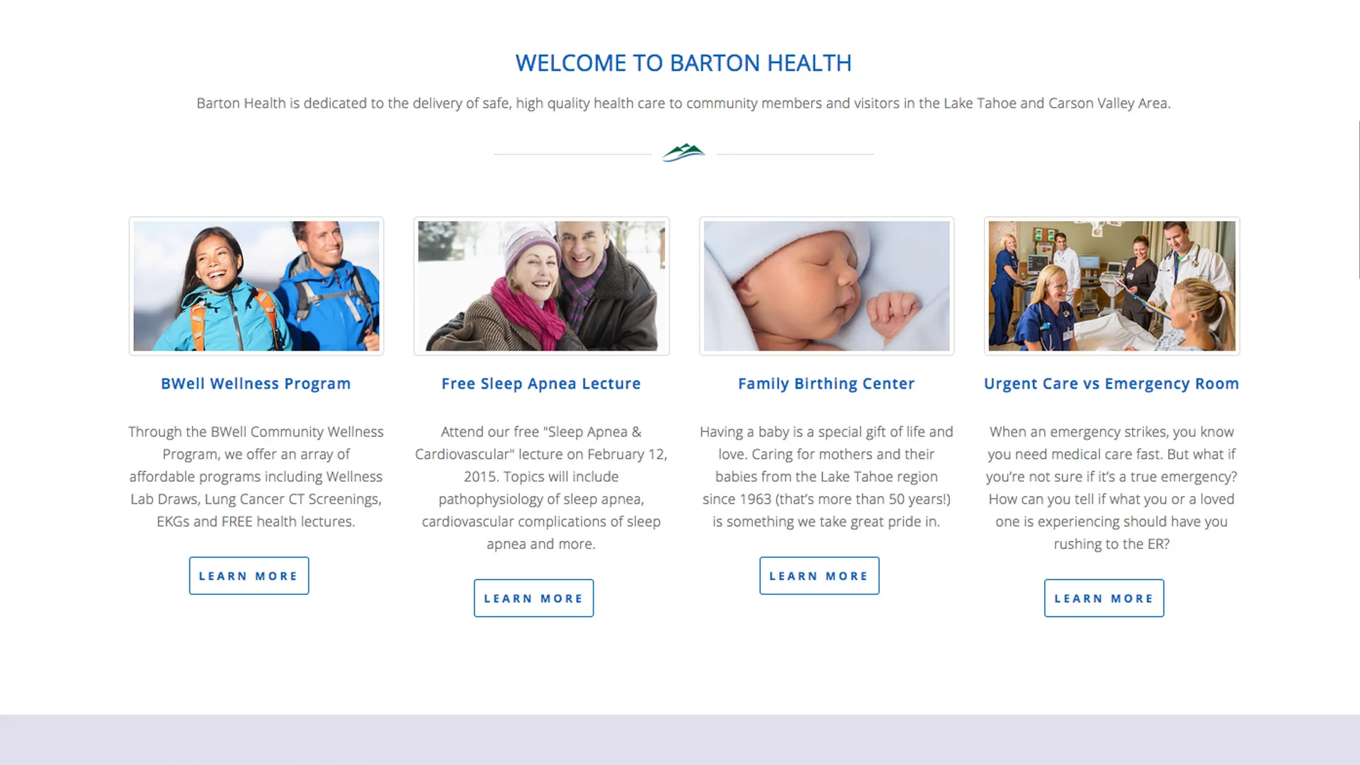 Screenshot of Barton Health Hospital Website home page