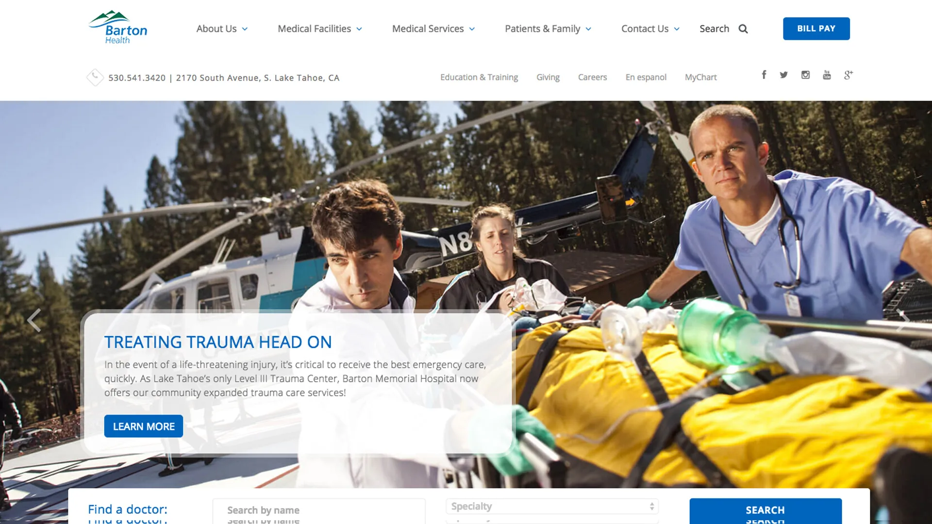 Barton Health Hospital Website homepage