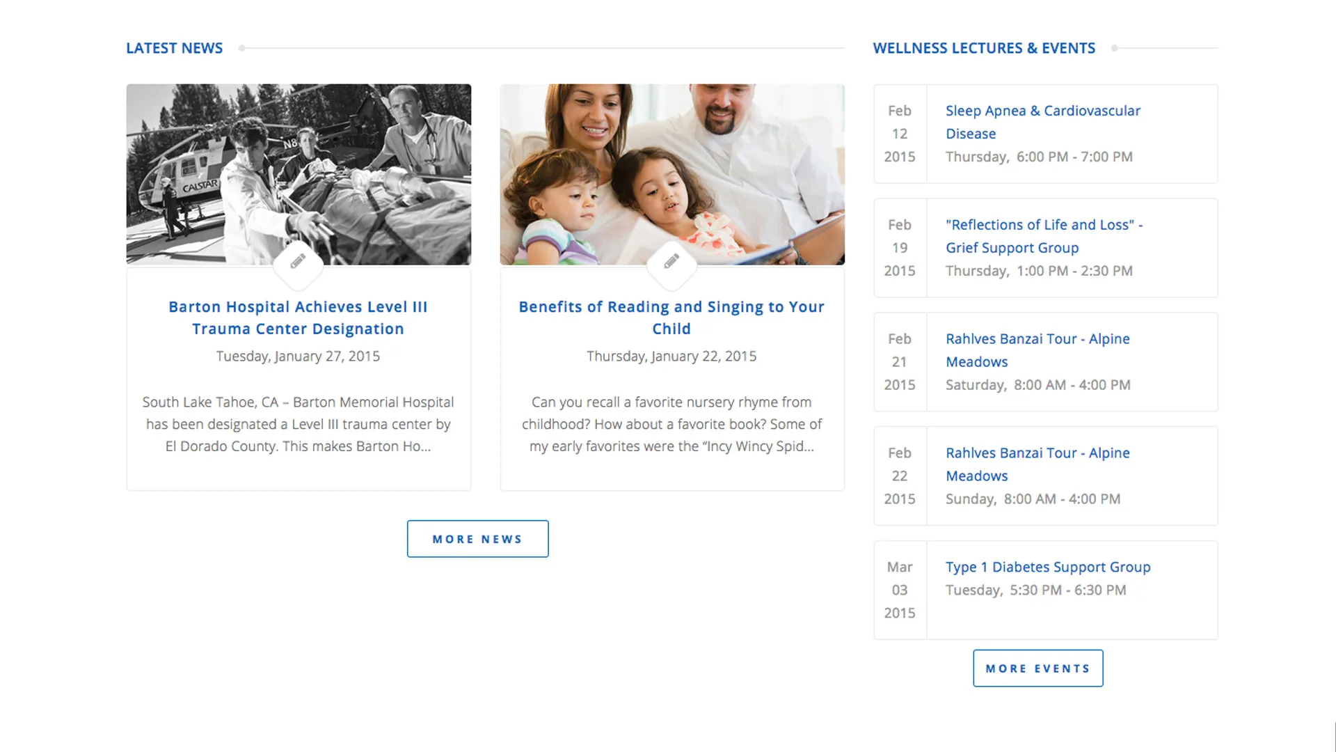 Screenshot of Barton Health Hospital Website news section