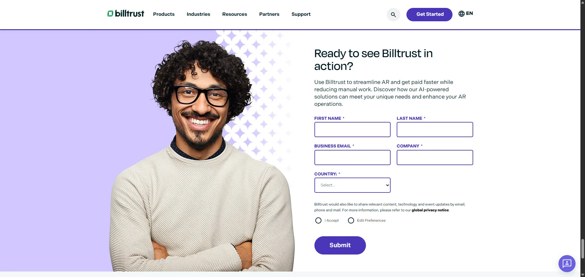 Billtrust Marketo Form Demo Page