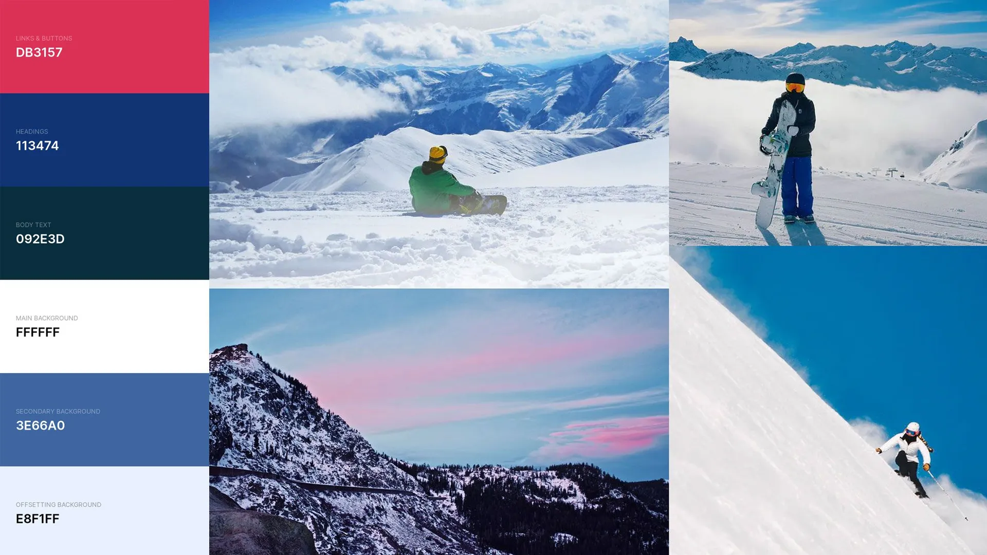 screenshot of Powder Alliance Global Ski Website Color Palette