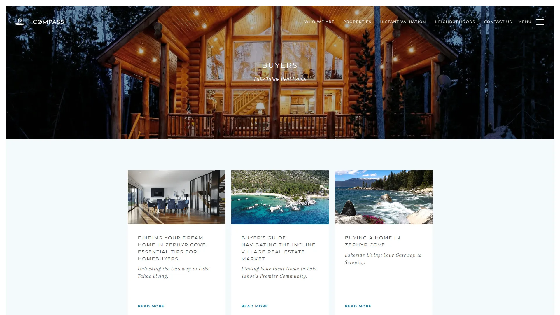 Screenshot of Real Tahoe Estates Real Estate Buyers Resources Page