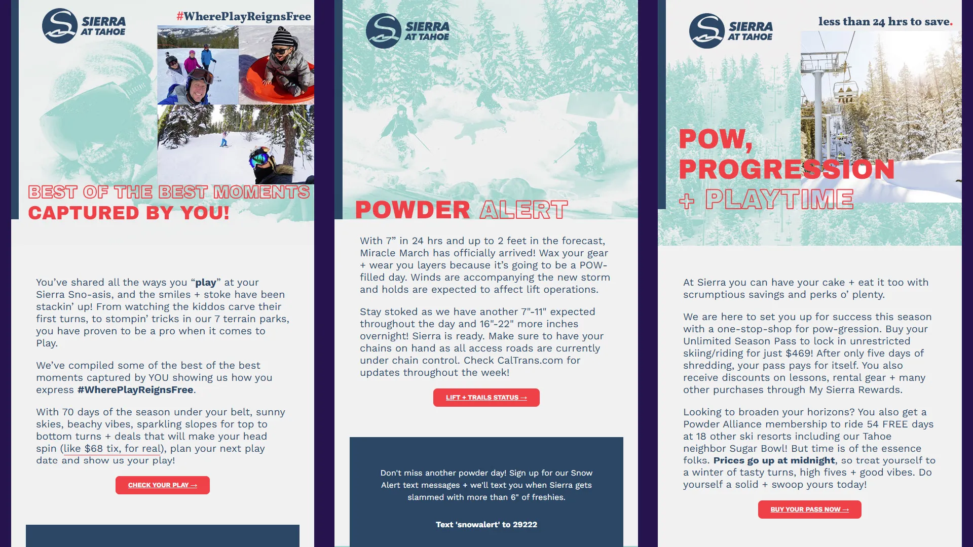 screenshot of Sierra-at-Tahoe marketing emails