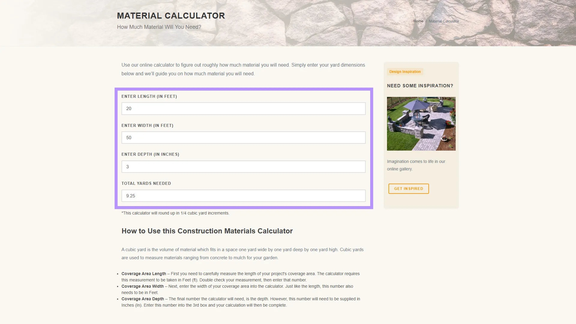 Construction Materials Calculator