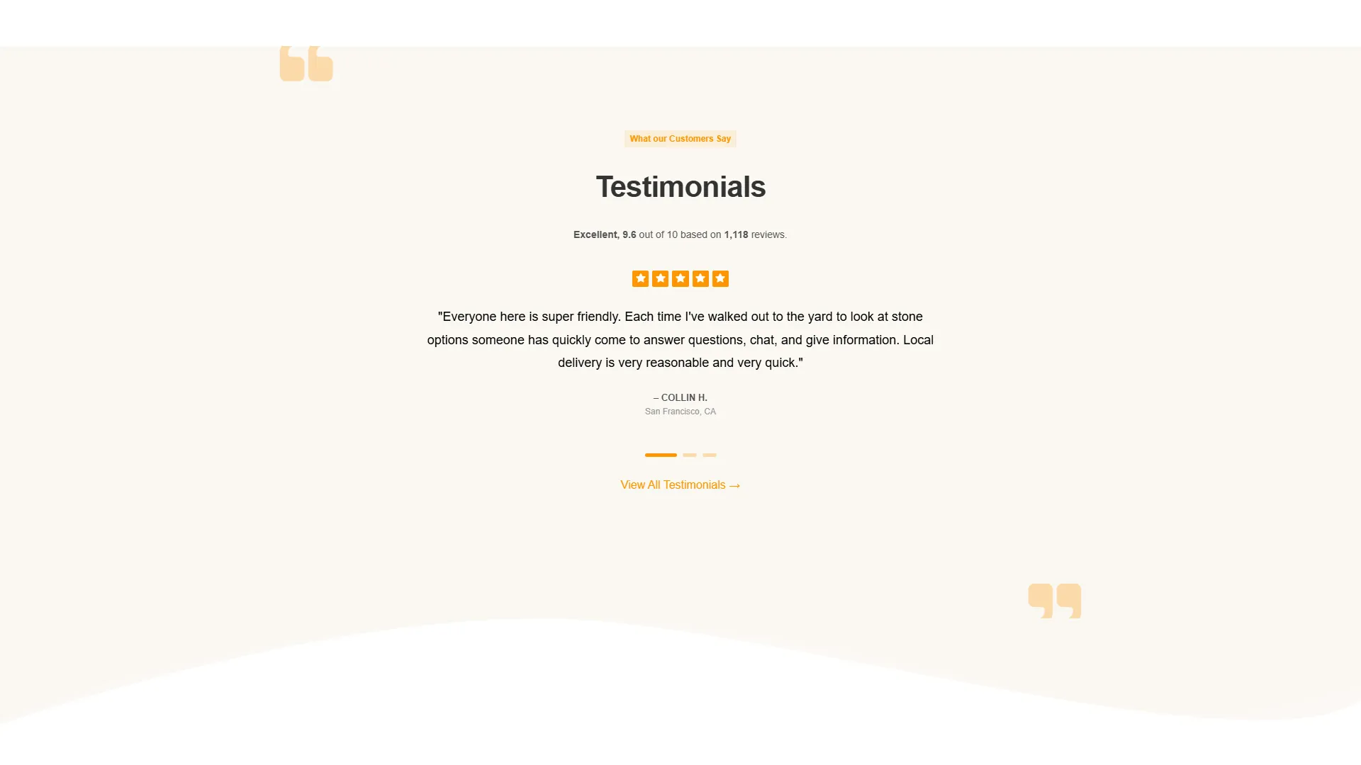 screenshot of Tahoe Sand & Gravel Static Website Customer reviews